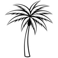 3d rendering of dynamic palm tree silhouette line art, illustration line art vector