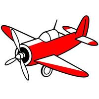 red plane with propeller, no background, realistic style, illustration line art vector