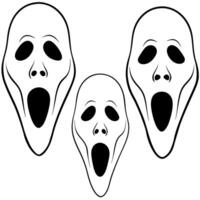 scream masks on a white background, illustration line art vector