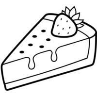 a rich slice of cheesecake topped with fresh strawberries and a drizzle of syrup, vector