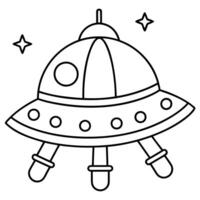 a coloring page of an space probe with no color just black lines, illustration line art vector