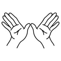 two hands facing each other with palms open and fingers spread, as if presenting or holding vector