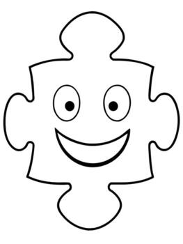 rompecabezas con sonrisa negrita contorno negro y blanco lleno visible para niños bueno a color, vector