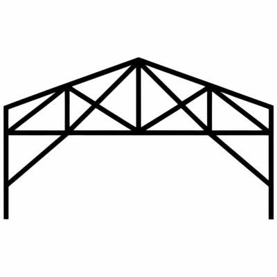 steel truss planar no columns, illustration line art