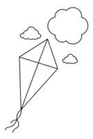 a large simple kite with a long tail filled with bows the sky can have a big sun and a few fluffy vector