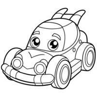 chibi cute kawaii racing car, coloring pages for kids, cozy coloring pages, cute coloring pages, vector