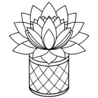 a detailed sketch of a blooming lotus flower on top of a cylindrical object with intricate, vector