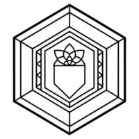 beer coaster design, fantasy pattern, symmetry hexagonal frame with ornament, illustration vector