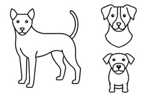 4 difference icon of a dog line art on white background, illustration line art vector