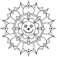 a coloring page of an spooky mandala, illustration line art vector