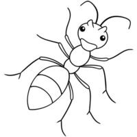 a coloring page of an fireant with no color just black lines, illustration line art vector