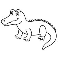 a drawing of a simple cute alligator, illustration line art vector