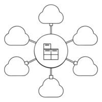 data clean linear icon of data flow with interconnected nodes representing secure data vector