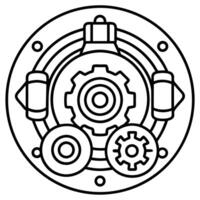 brake system overhaul icon for car services related on white background, illustration line vector