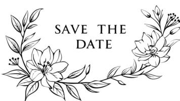 set of floral invitation save the date card with watercolor branch and flowers luxury vintage vector