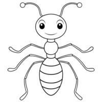 a simple, kid-friendly illustration of a single ant with three distinct body parts head, thorax, vector