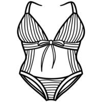 swimwear on white background, illustration line art vector