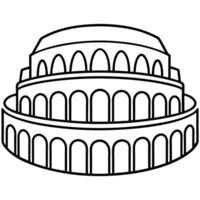 a roman colosseum, with a circular arena surrounded by tiers of seating, illustration line vector