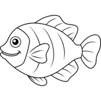 a coloring page of an orange roughy with no color just black lines, illustration line art vector
