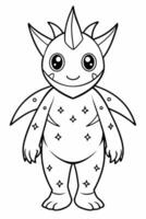 anime style, more details, well-drawn, a tiny, shimmering monster with a starry pattern on its body vector