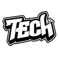 a typography design of a bold and stylized black and white word, tech the text is large and puffy vector