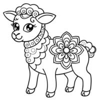 coloring book , cortoon style , lamb with an intricate pattern inside of lamb, floral patterns, vector