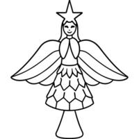a close-up of a tree topper in the shape of an angel, illustration line art vector