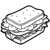 ham and cheese with green vegetable sandwich isolated on transparent or white background, vector