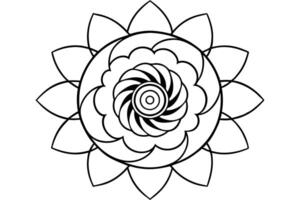 a mandala with a central spiral, with patterns radiating outward in a hypnotic, swirling design, vector