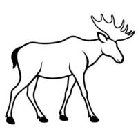 a good looking moose with walking silhouette style with white background, vector