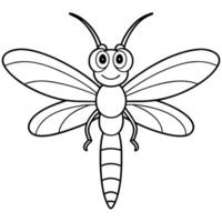 a coloring page of an dragonfly with no color just black lines, illustration line art vector