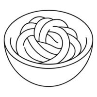 a simple single-line art drawing of a beautiful udon image color black white, illustration vector