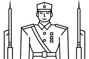 illustration, honor guard, is done in a modern style, with clean, straight, crisp lines, has vector