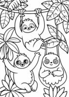 design a coloring page titled sleepy sloths for a kids coloring book the scene should feature a vector