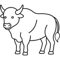 a drawing of a simple cute bison, illustration line art vector