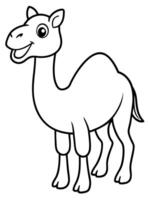 smiling camel bold outline black and white full seeable for kids good to color, illustration vector