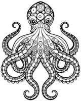 design an octopus with mandala, each sucker and arm detailed with intricate patterns, white vector