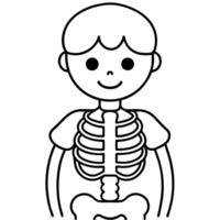 x for x ray black and whait for kids, illustration line art vector