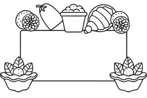 mexican treats border with empty space in the middle, illustration line art vector