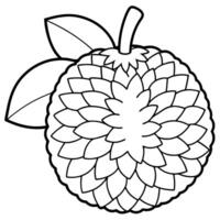 a coloring page of an jackfruit with no color just black lines, illustration line art vector