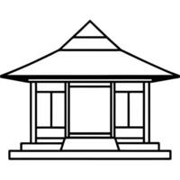 a traditional japanese tea house, with a low-profile design, tatami mats, and a sliding door, vector