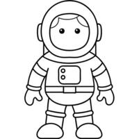 a coloring page of an space astral with no color just black lines, illustration line art vector