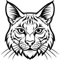 bobcat design, withe outline , black background, illustration line art vector