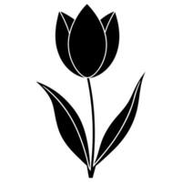 an image of tulip silhouette with a white background, illustration line art vector