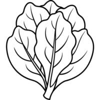 a coloring page of an food spinach with no color just black lines, illustration line art vector