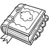 this is for a colouring book page, image of a cute and cozy diary , the image should clear outlines vector