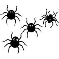 halloween spiders silhouette in different poses in walking, illustration line art vector