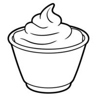 a coloring page of an food yogurt with no color just black lines, illustration line art vector