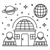 a large space station with multiple domes, antennas, and solar panels floating among the stars the vector