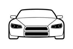 a black and white silhouette of a car, front view, with headlights and a windshield the car is vector